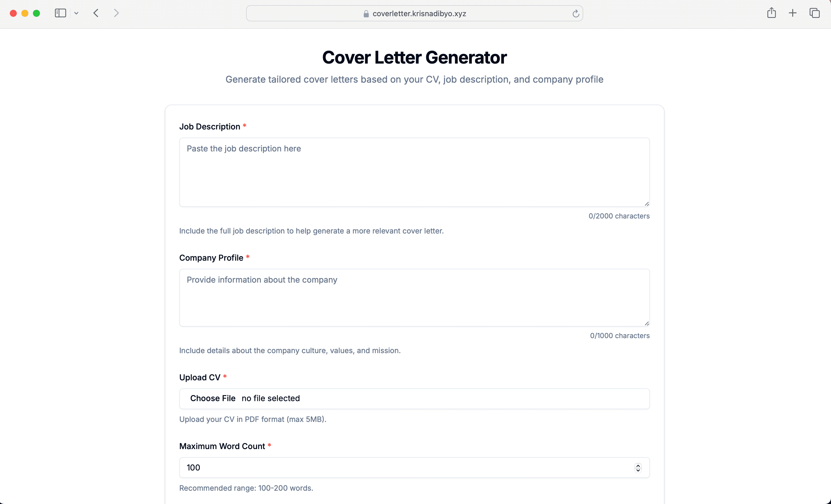 Cover Letter Generator
